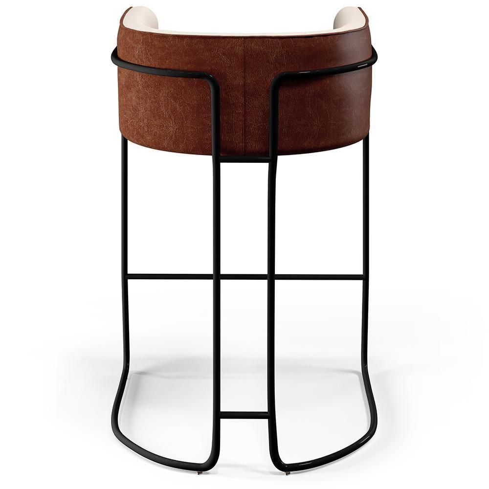 Kit 02 Banquetas Preto Linho Bege C-107 Corano Marrom B-38 - 3