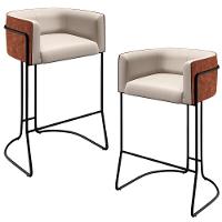 Kit 02 Banquetas Preto Linho Bege C-107 Corano Marrom B-38 - 1