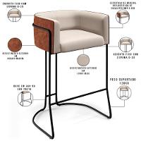 Kit 02 Banquetas Preto Linho Bege C-107 Corano Marrom B-38 - 6