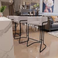 Kit 02 Banquetas Fixa Preto Linho Bege C-107 - 15