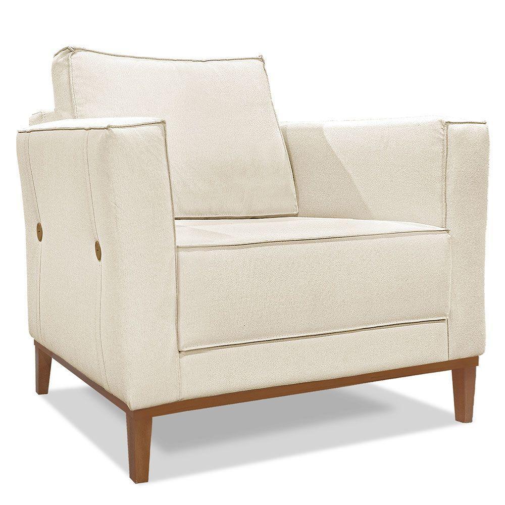 Kit 2 Poltronas Para Vega Linho Pés Castanho Natural - 6