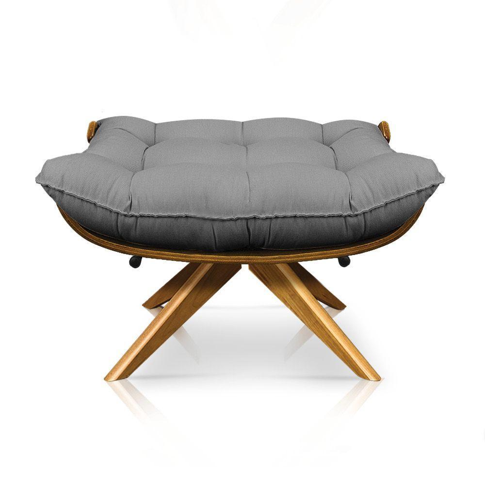 Kit Poltrona Costela Com Puff Giratória Linho Grafite - 4