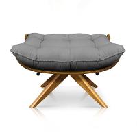 Kit Poltrona Costela Com Puff Giratória Linho Grafite