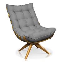 Kit Poltrona Costela Com Puff Giratória Linho Grafite - 8