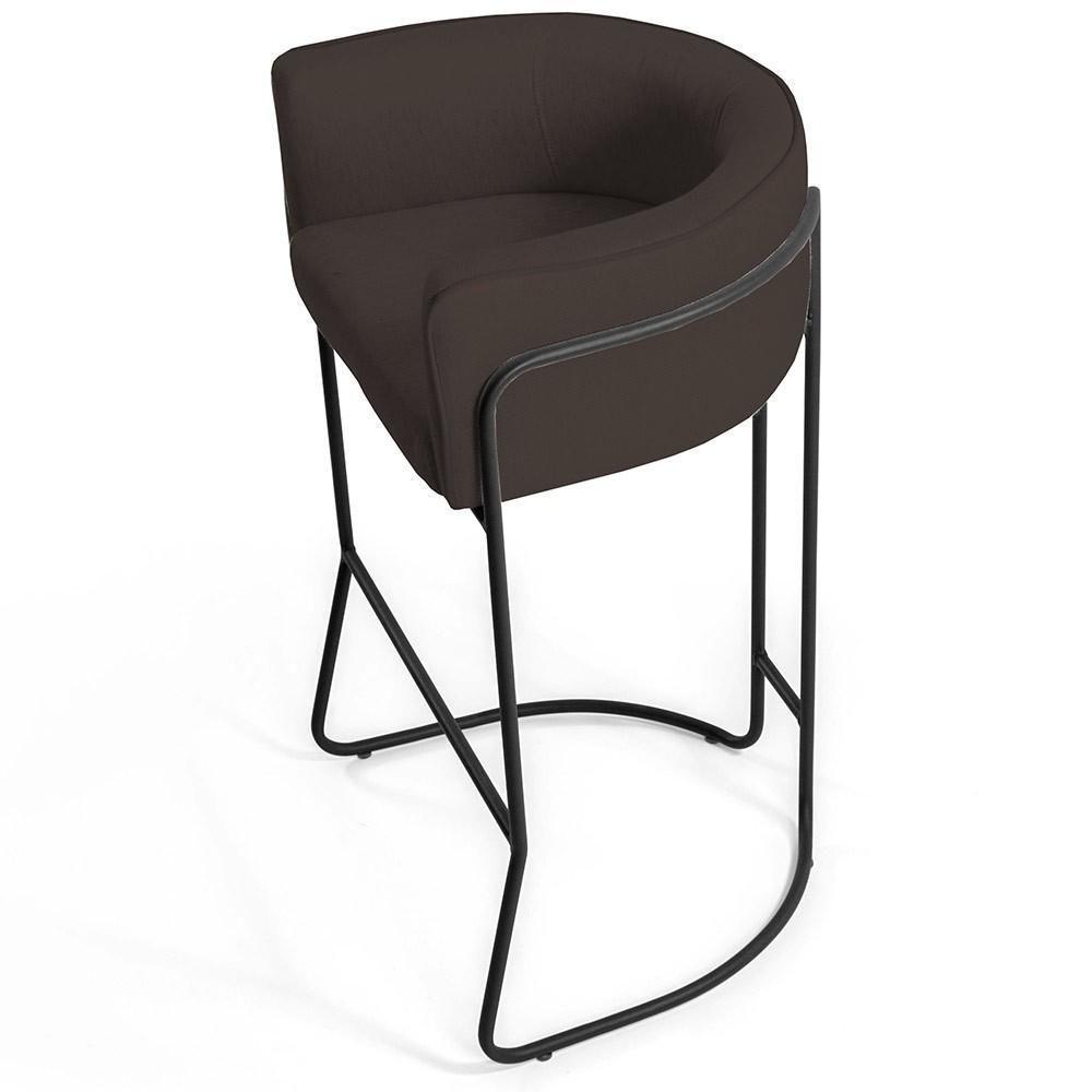 Kit 02 Banquetas Fixa Preto Corano Marrom C-34 - 4