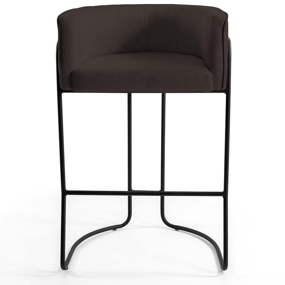 Kit 02 Banquetas Fixa Preto Corano Marrom C-34 - 5