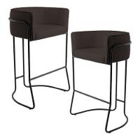 Kit 02 Banquetas Fixa Preto Corano Marrom C-34 - 1