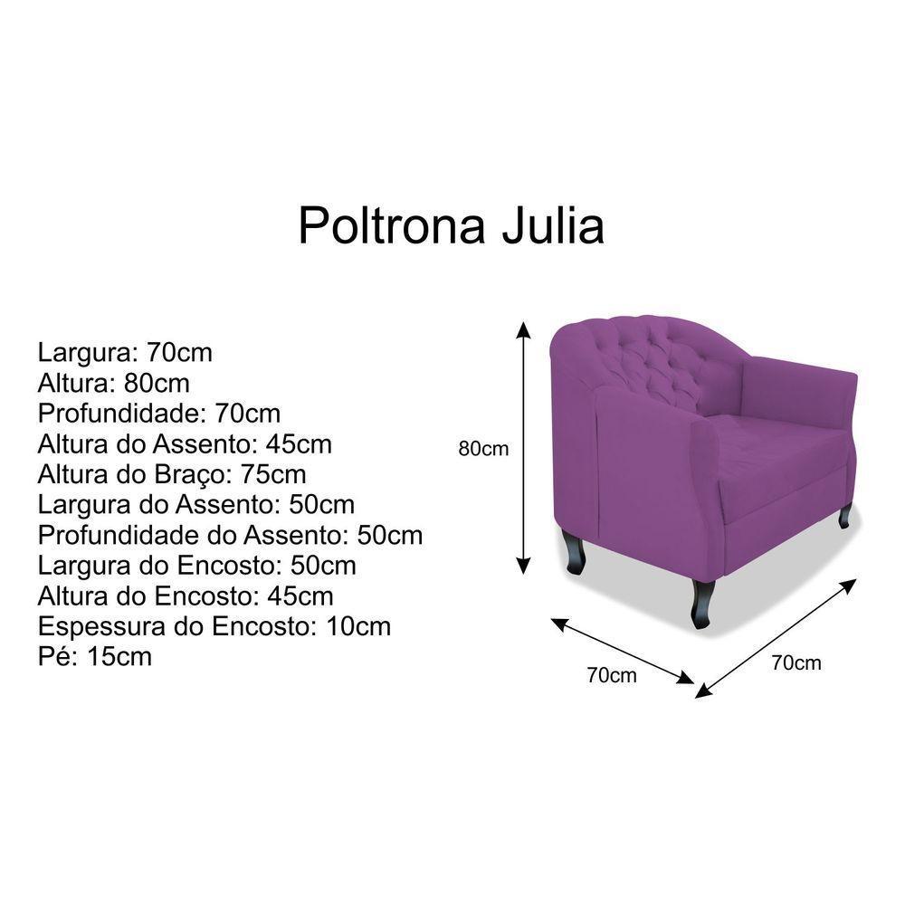 Poltrona Julia A02 Suede - Adj Decor Cor Roxo - 3