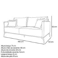Kit 2 Poltronas E Sofá 2 Lugares 1,80m Cinza Pés Metálicos - 3