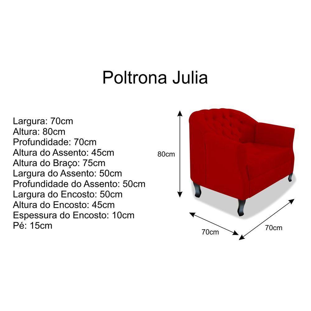 Kit 02 Poltrona Julia A02 Suede - Adj Decor Cor Vermelho - 4