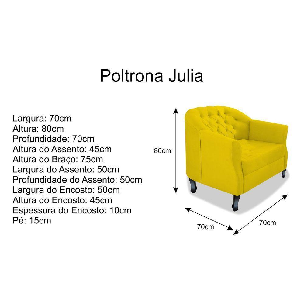 Poltrona Julia A02 Suede - Adj Decor Cor Amarelo - 4