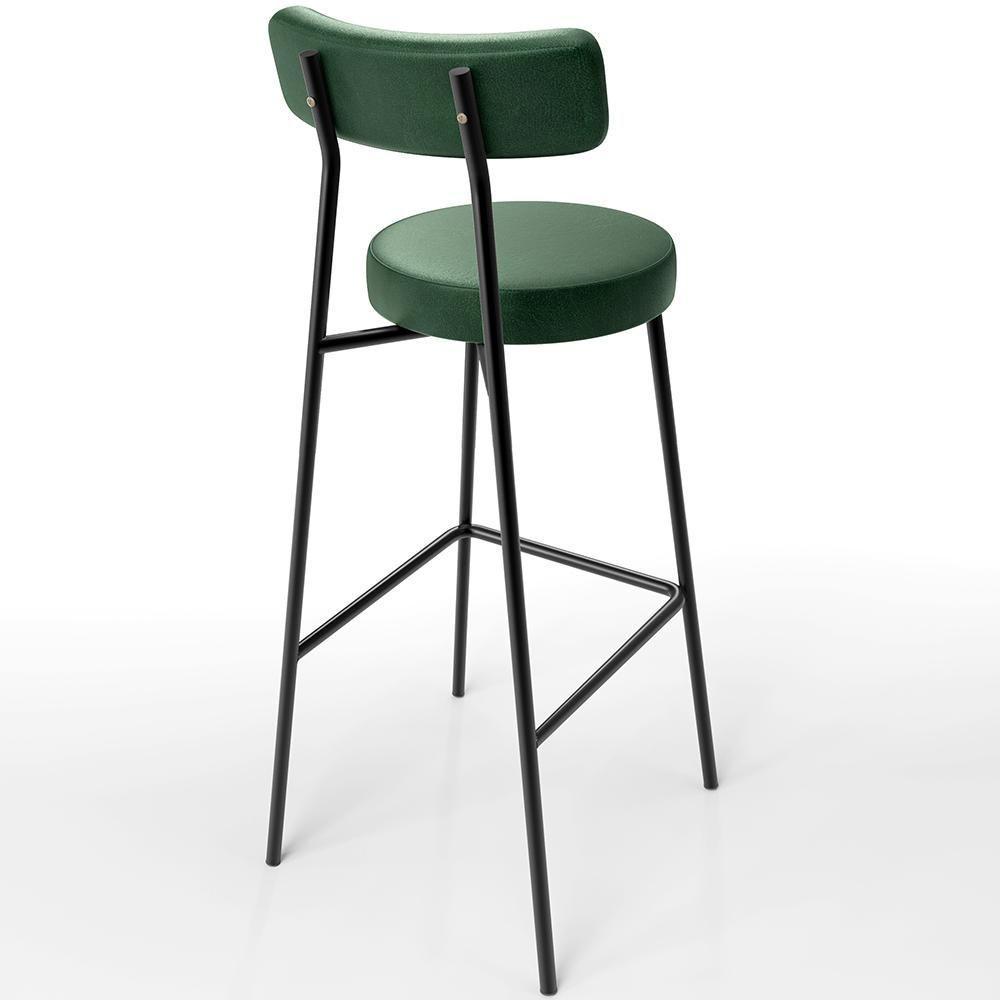 Kit 03 Banquetas Altas Estrutura Em Aço Milão Verde Musgo - 2