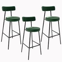 Kit 03 Banquetas Altas Estrutura Em Aço Milão Verde Musgo - 1