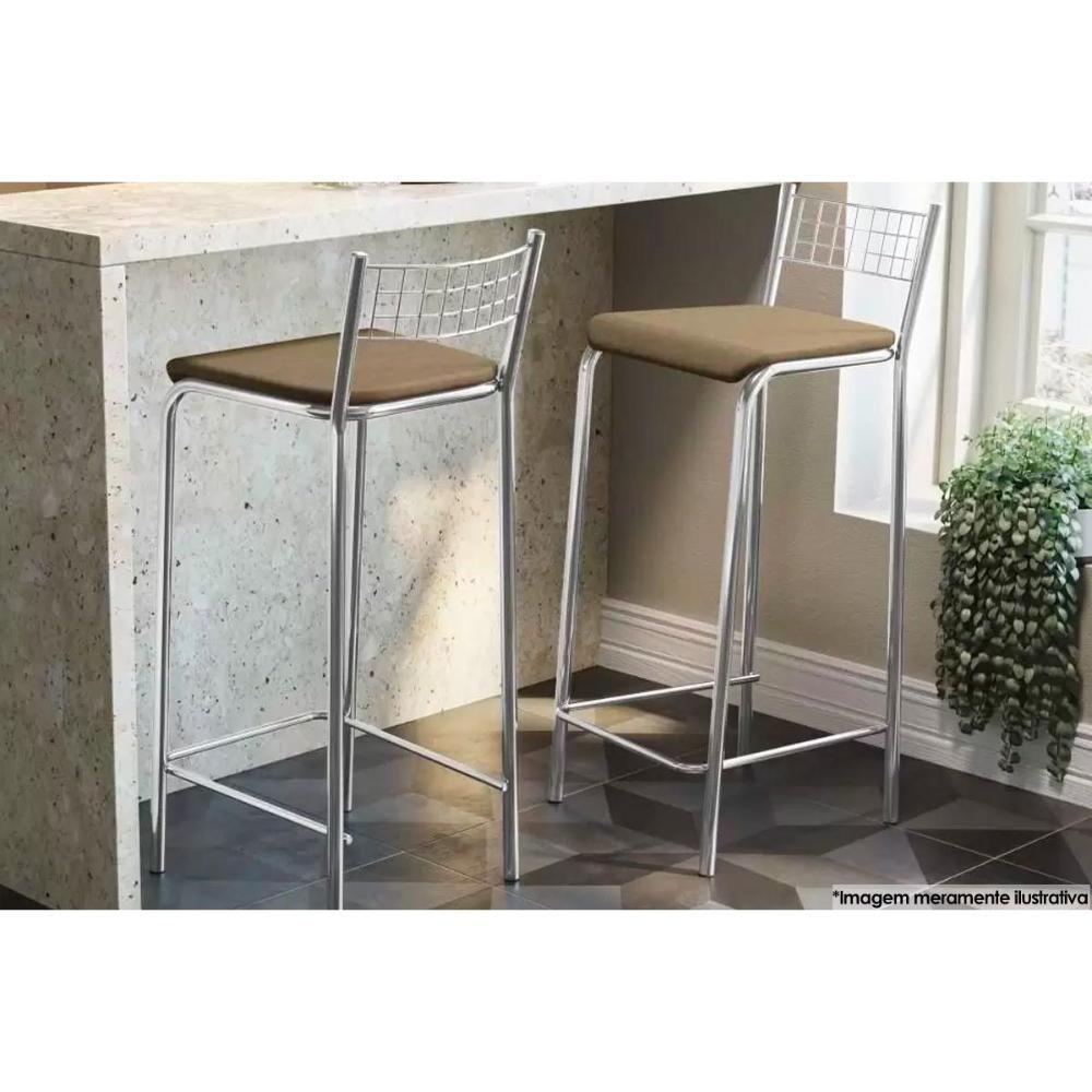 Banqueta de Cozinha Gênova 1B705CR 1 Un Cromado/Courano Marrom - Kappesberg - 1