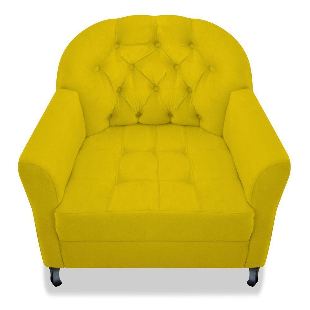 Kit 02 Poltrona Julia A02 Suede - Adj Decor Cor Amarelo - 2