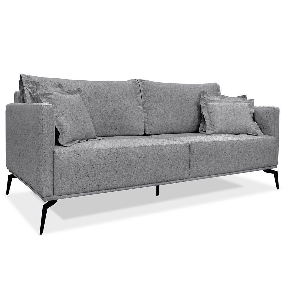 Kit 2 Poltronas E Sofá 2 Lugares 1,60m Grafite Pés Metálicos - 8