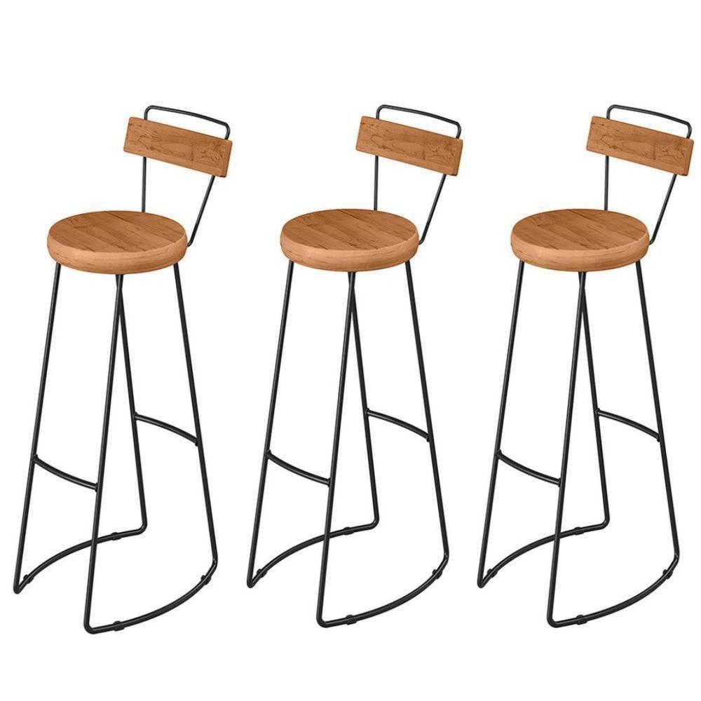 Kit 3 Banquetas Alta Com Encosto Para Aérea Gourmet Aurora - 1