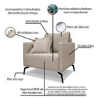 Kit 2 Poltronas E Sofá 2 Lugares 1,60m Pés Metálicos Areia - 6
