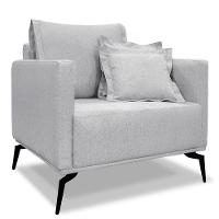 Kit 2 Poltronas E Sofá 2 Lugares 1,60m Cinza Pés Metálicos - 6