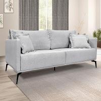 Kit 2 Poltronas E Sofá 2 Lugares 1,60m Cinza Pés Metálicos - 9