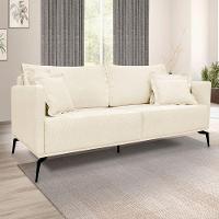 Kit 2 Poltronas E Sofá 2 Lugares 1,60m Pés Metálicos Bege - 10