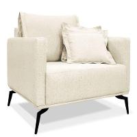 Kit Poltrona E Sofá 2 Lugares 1,80m Natural Pés Metálicos - 9