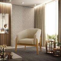 Poltrona Suede Marrom Rato Base Madeira Castanho - 6