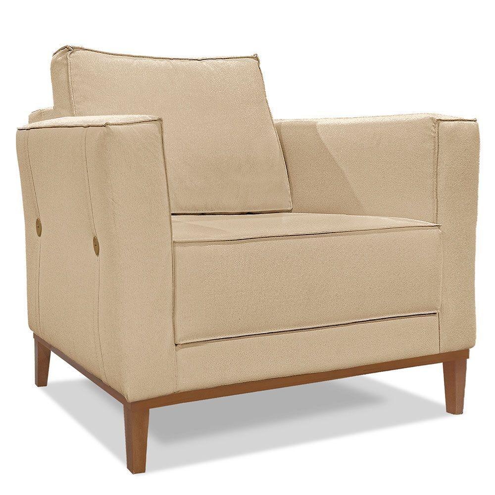 Kit 2 Poltronas e Sofá Living 2 Lugares 1,90m Vega Linho Dou - 7