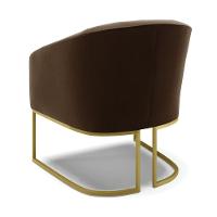 Kit 02 Poltronas Suede Base Industrial Dourada Marrom - 5