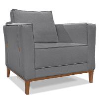 Kit 2 Poltronas e Sofá Living 2 Lugares 1,90m Vega Linho Gra - 6