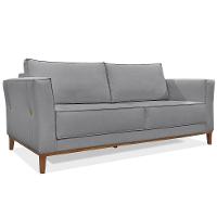 Kit 2 Poltronas e Sofá Living 2 Lugares 1,90m Vega Linho Gra - 7