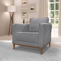 Kit 2 Poltronas e Sofá Living 2 Lugares 1,90m Vega Linho Gra - 8