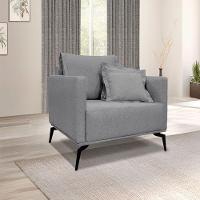 Kit Poltrona E Sofá 2 Lugares 1,80m Pés Metálicos Grafite - 17