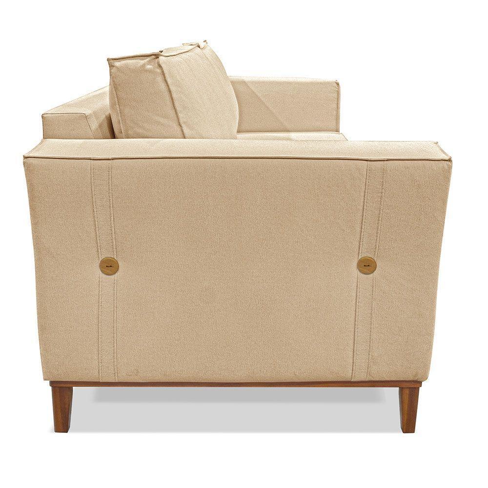 Kit 2 Poltronas e Sofá Living 2 Lugares 1,90m Vega Linho Cas - 4