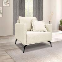 Kit Poltrona E Sofá 2 Lugares 1,80m Pés Metálicos Natural - 9