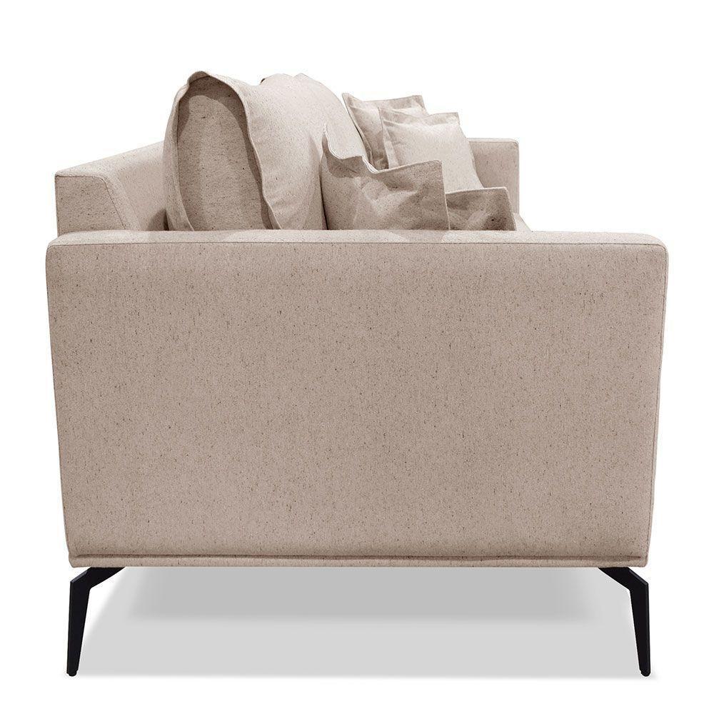 Kit 2 Poltronas E Sofá 2 Lugares 1,80m Areia Pés Metálicos - 9
