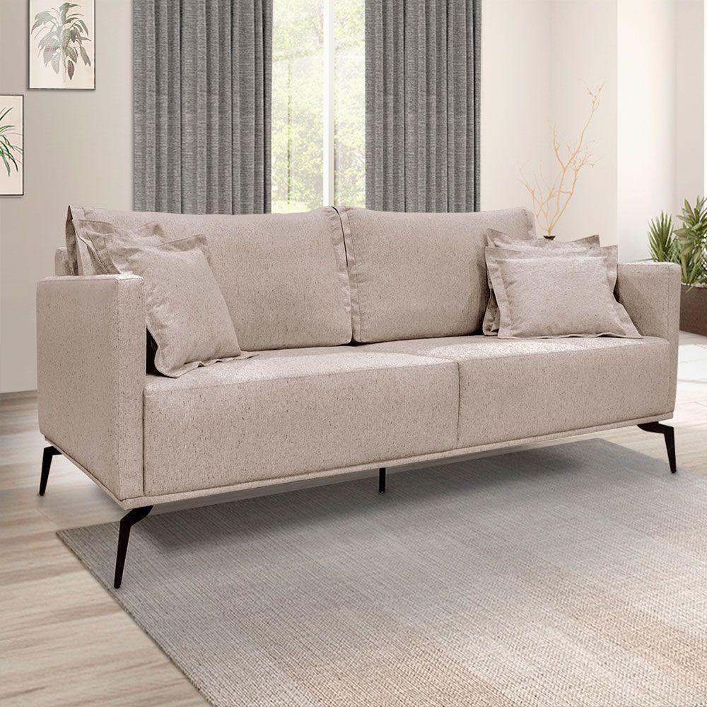 Kit 2 Poltronas E Sofá 2 Lugares 1,80m Areia Pés Metálicos - 22