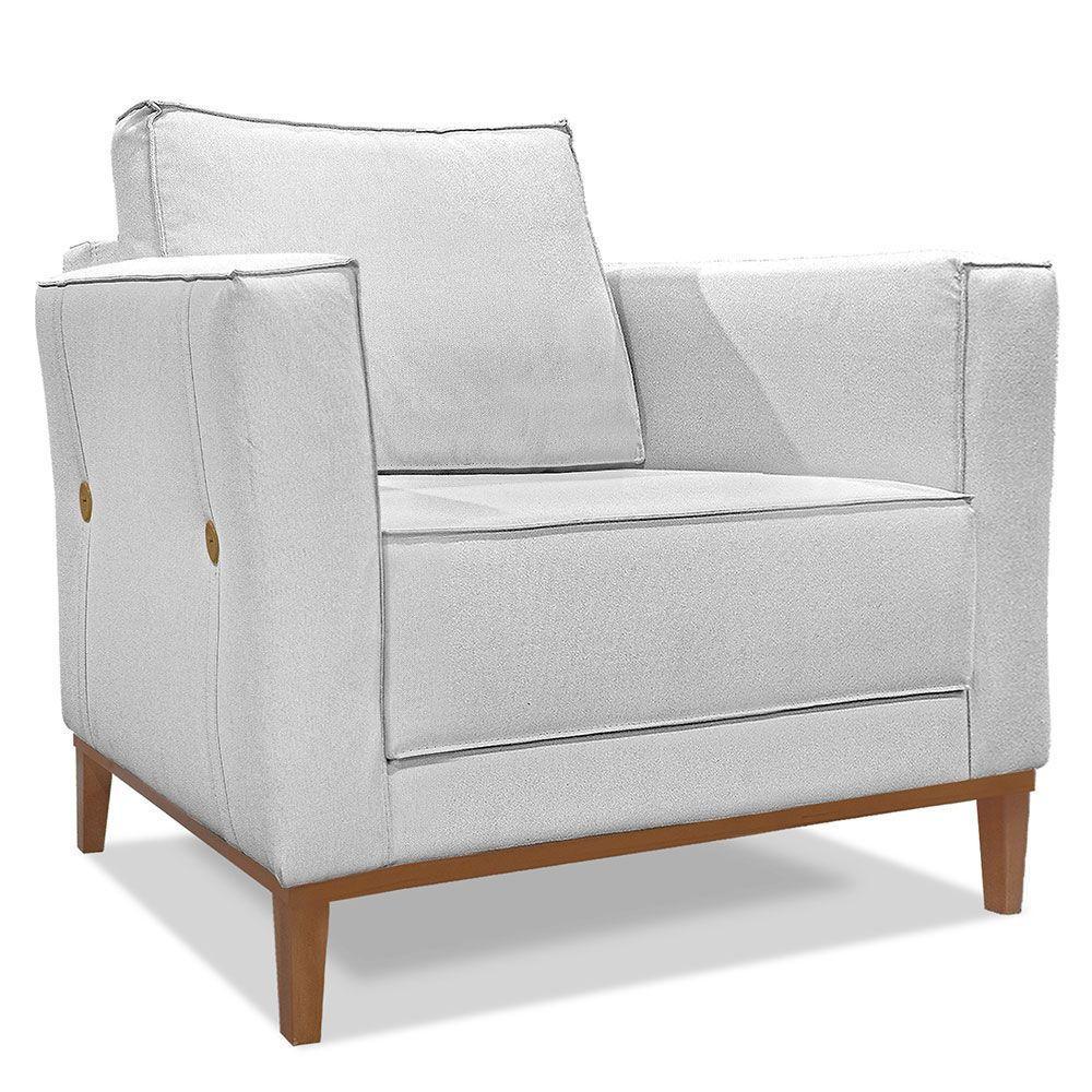 Kit 2 Poltronas e Sofá Living 2 Lugares 1,90m Vega Linho Cin - 11