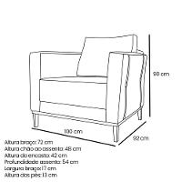 Kit 2 Poltronas e Sofá Living 2 Lugares 1,90m Vega Linho Cin