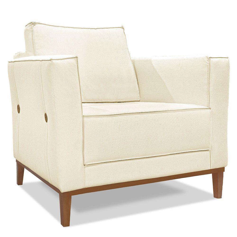 Kit 2 Poltronas e Sofá Living 2 Lugares 1,90m Vega Linho Beg - 7