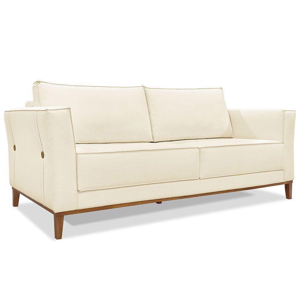 Kit 2 Poltronas e Sofá Living 2 Lugares 1,90m Vega Linho Beg - 8