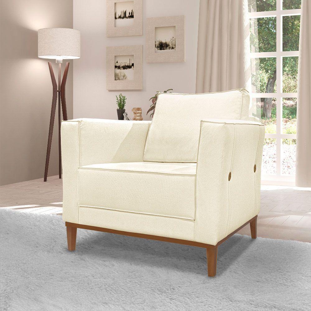 Kit 2 Poltronas e Sofá Living 2 Lugares 1,90m Vega Linho Beg - 9