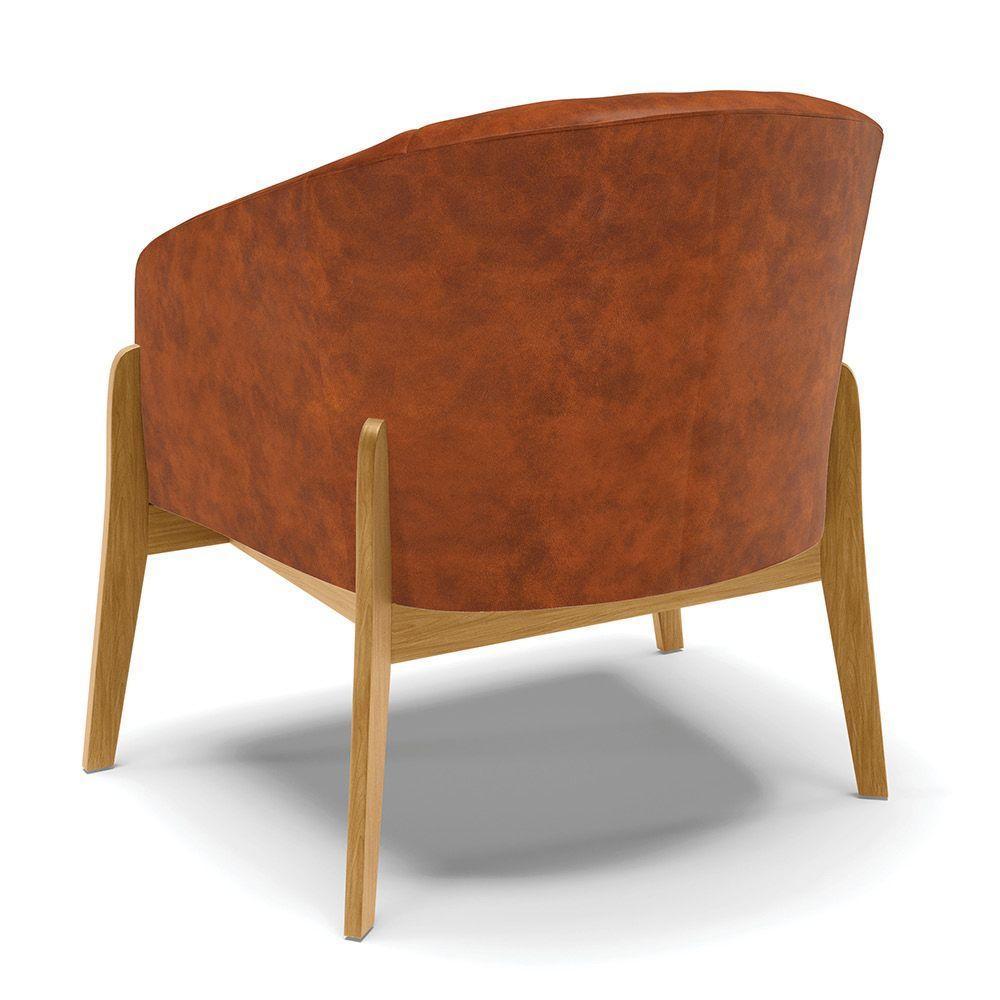 Kit 02 Poltronas Stella Corano Base Madeira Castanho Nozes - 5