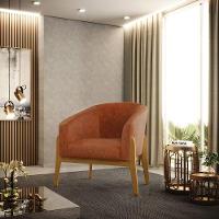 Kit 02 Poltronas Stella Corano Base Madeira Castanho Nozes - 8