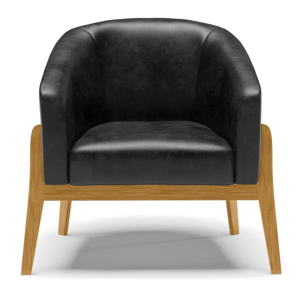 Kit 02 Poltronas Stella Corano Base Madeira Castanho Preto - 7