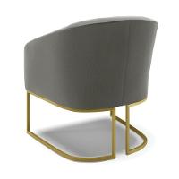 Kit 02 Poltronas Suede Base Industrial Dourada Grafite - 5