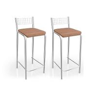 Banqueta Sala de Jantar Gênova 1B705CR 2 Un Cromado/Linho Capuccino - Kappesberg - 1