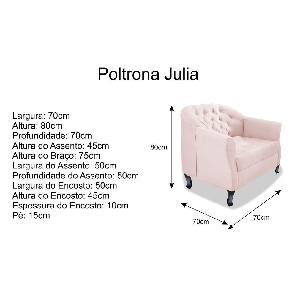 Poltrona Julia A02 Suede - Adj Decor Cor Rosê - 3