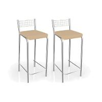 Kit 2 Banquetas Sala Jantar Gênova B705CR  Un Cromada/Nude - Kappesberg - 1