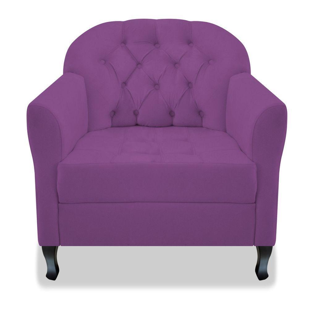 Kit 02 Poltrona Julia A02 Suede - Adj Decor Cor Roxo - 5